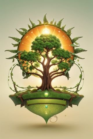 The forest's NFT artwork: a tree emblem under a rising sun.